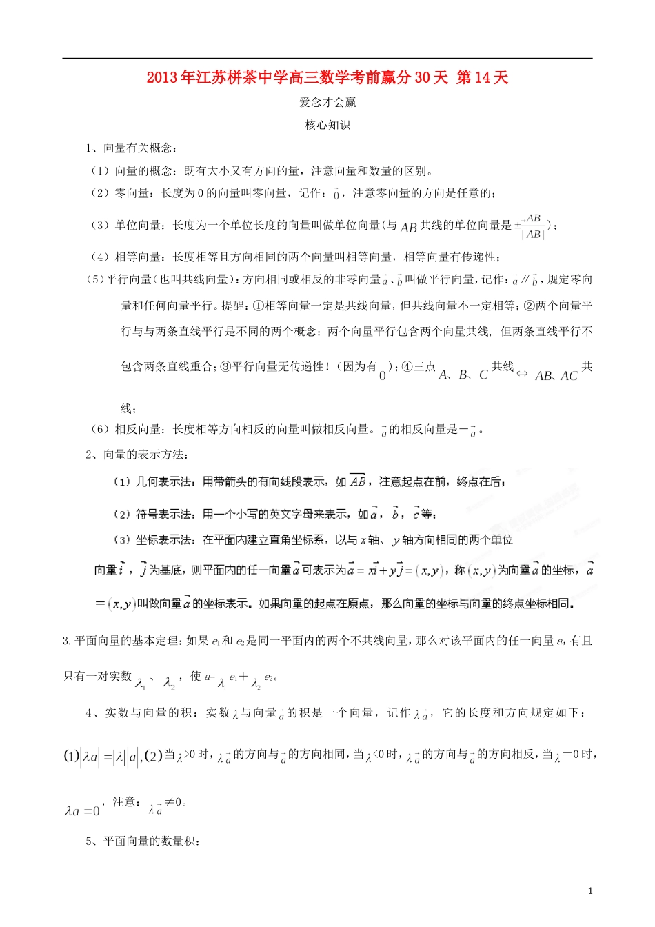 江苏省2013年栟茶中学高三数学考前赢分30天 第14天_第1页
