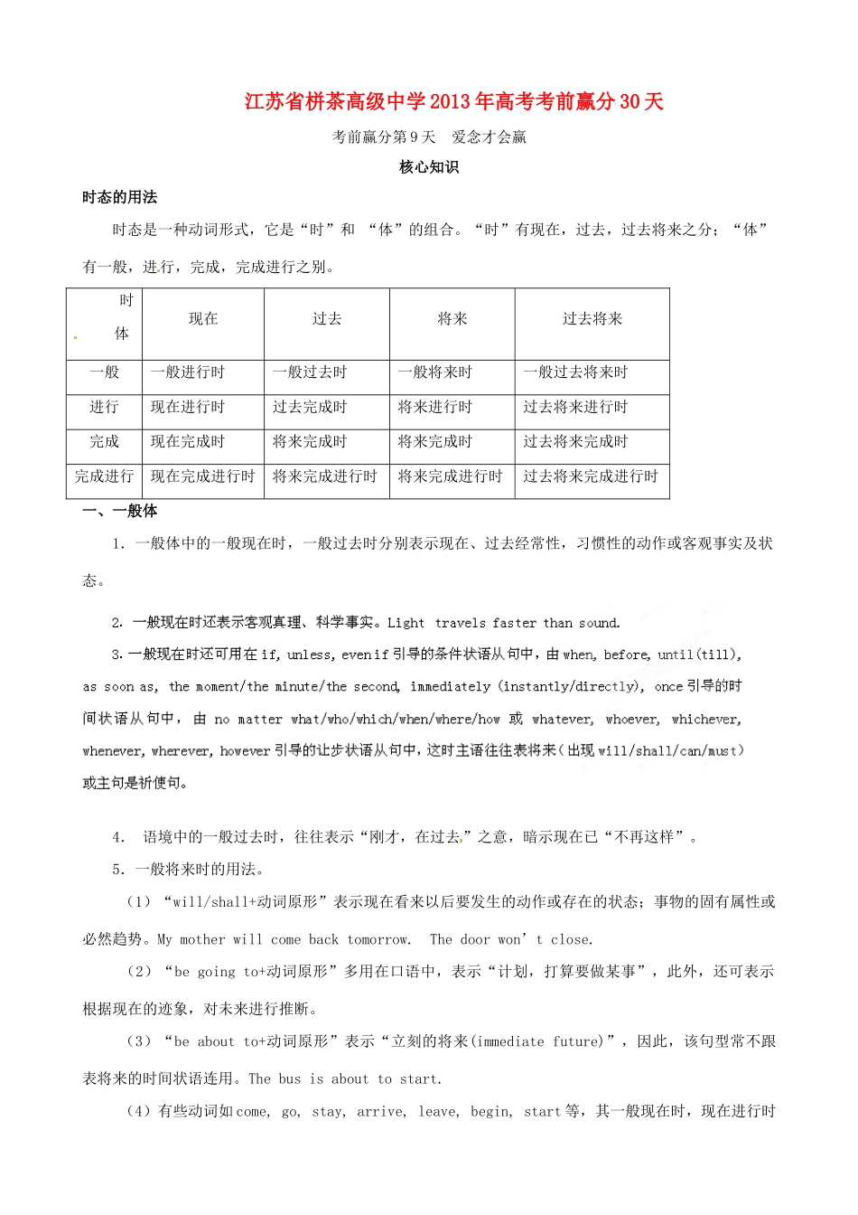 江苏省2013年高三英语考前赢分30天第09天_第1页