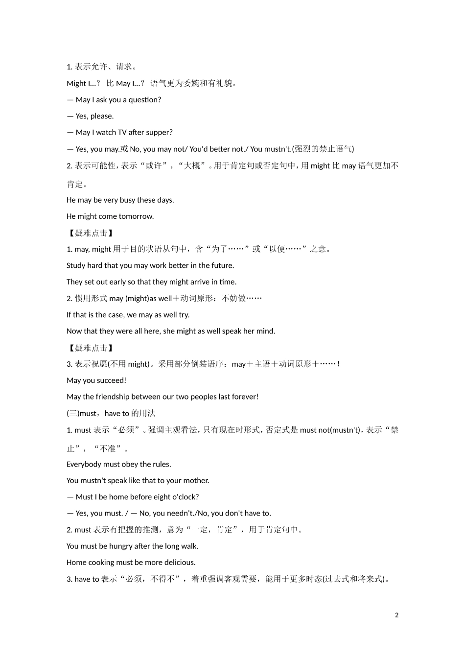 江苏省2012届高考英语一轮复习 语法部分 第6讲 情态动词和虚拟语气精品学案 牛津译林版_第2页