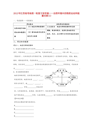 江苏省2012年高考地理一轮复习 自然环境中的物质运动和能量交换（1）导学案