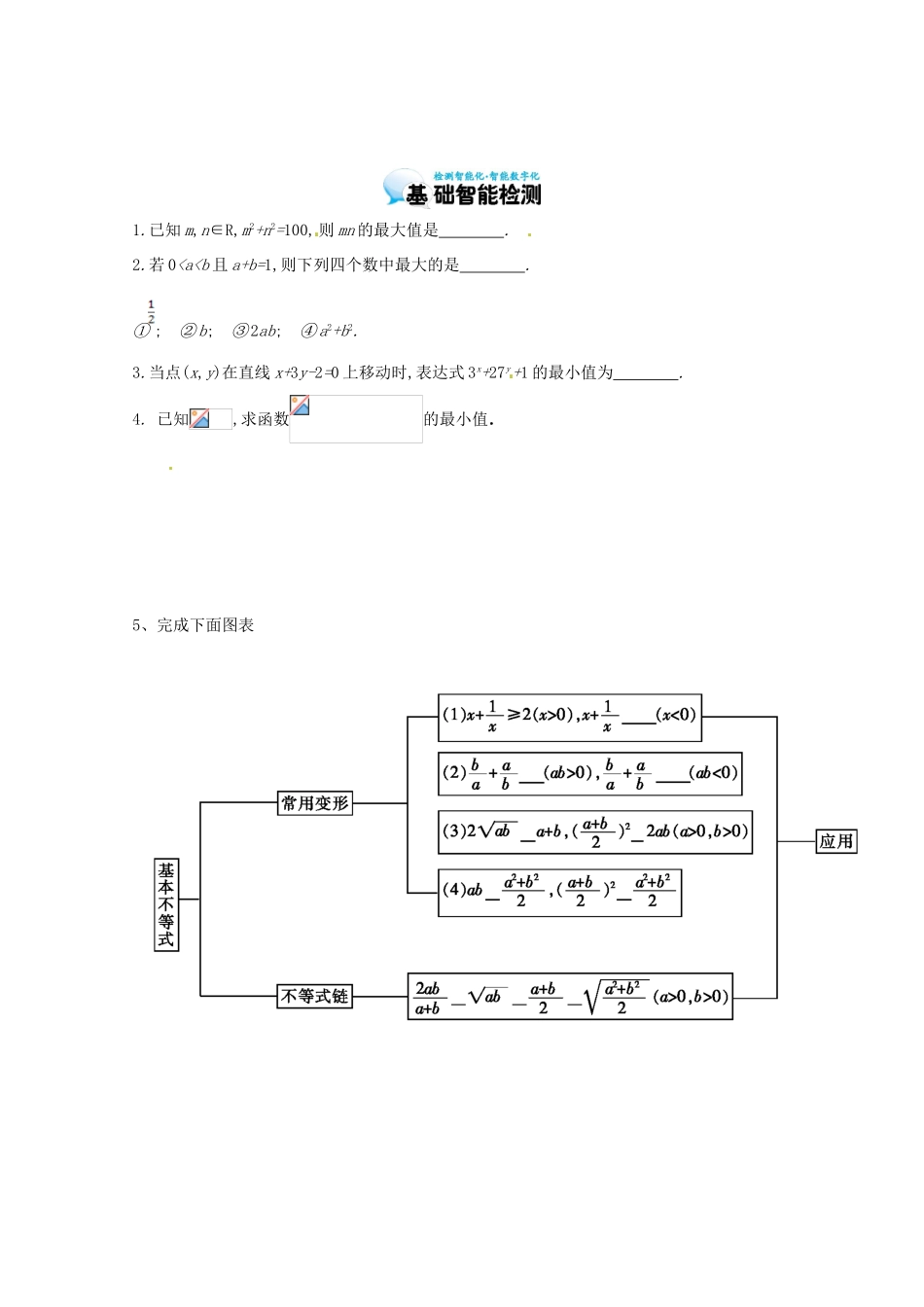 江苏省响水中学高三数学《基本不等式的应用》复习学案 新人教A版_第3页