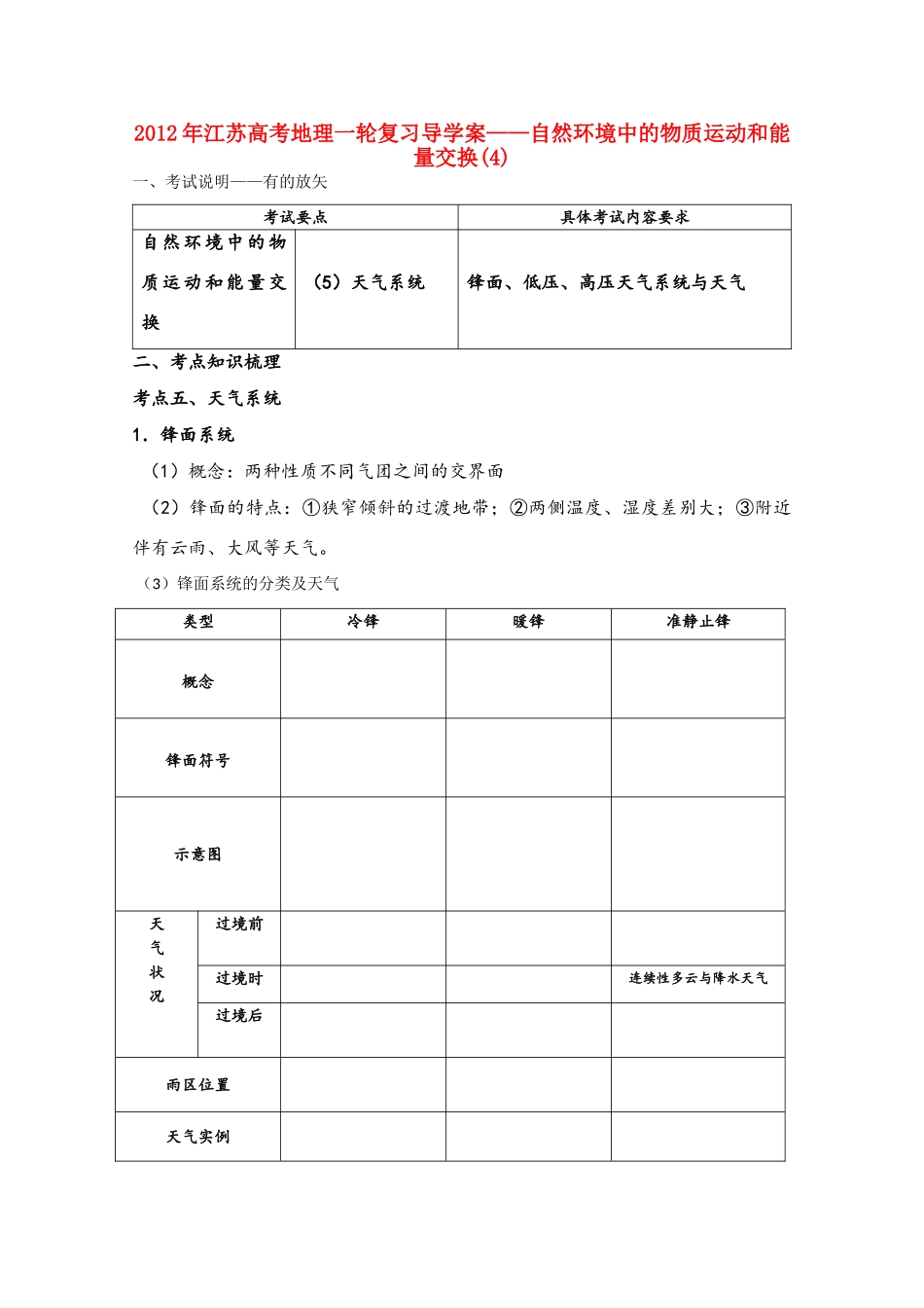 江苏省2012年高考地理一轮复习 自然环境中的物质运动和能量交换（4）导学案_第1页