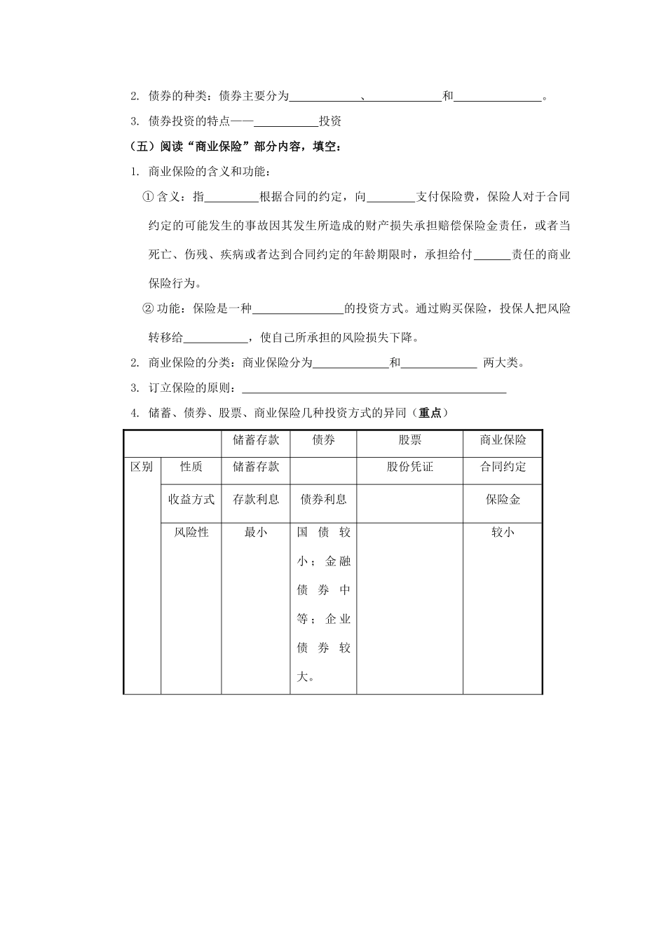 江苏周庄高中2013届高三政治一轮复习学案 第六课 投资理财的选择_第2页