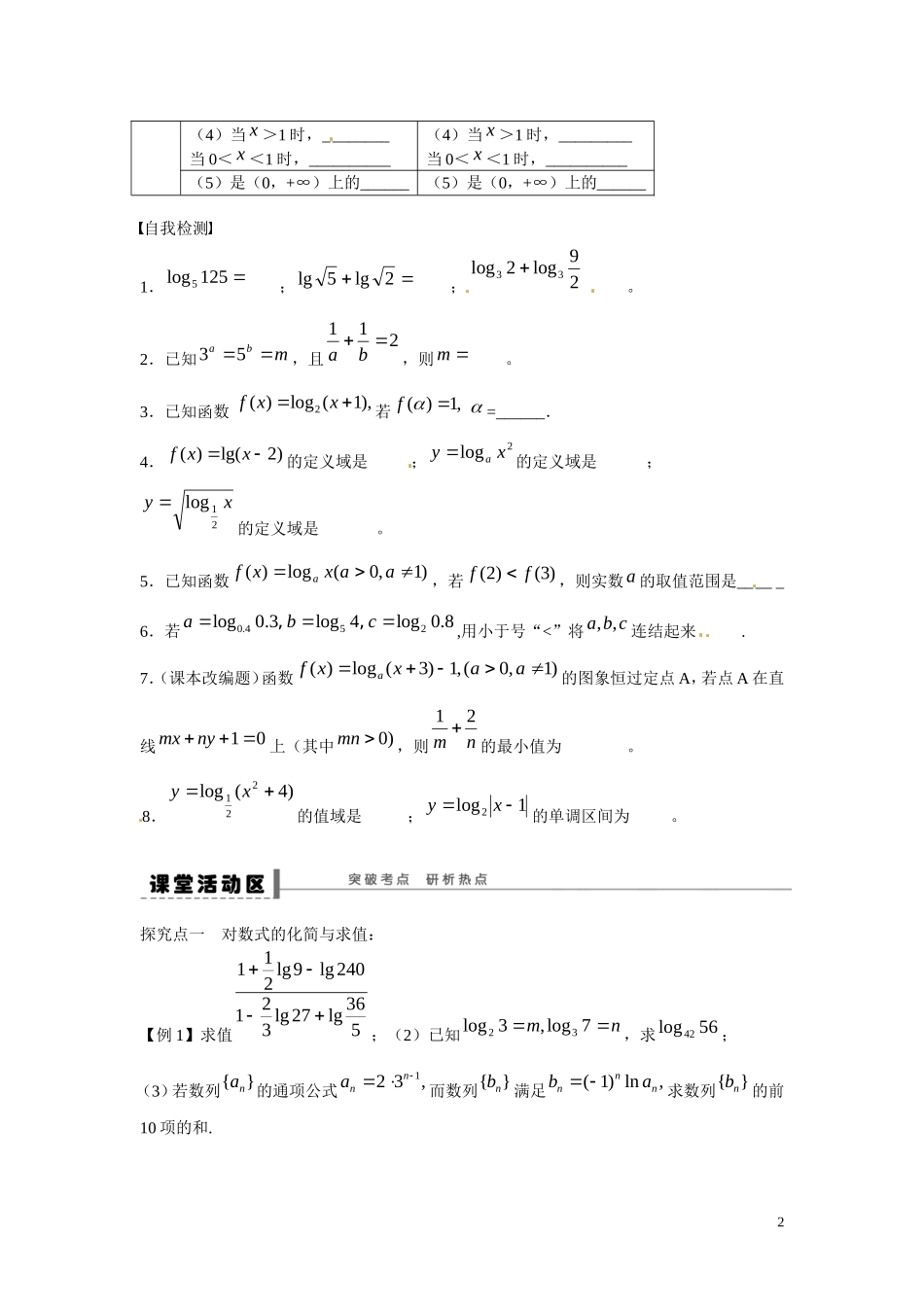 江苏省东台市三仓中学2015届高三数学 对数与对数函数专题复习 教案_第2页
