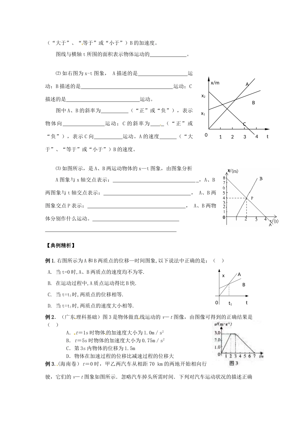 江苏省常熟市梅李中学高中物理 《1.5运动的图象》教案 新人教版必修1_第2页