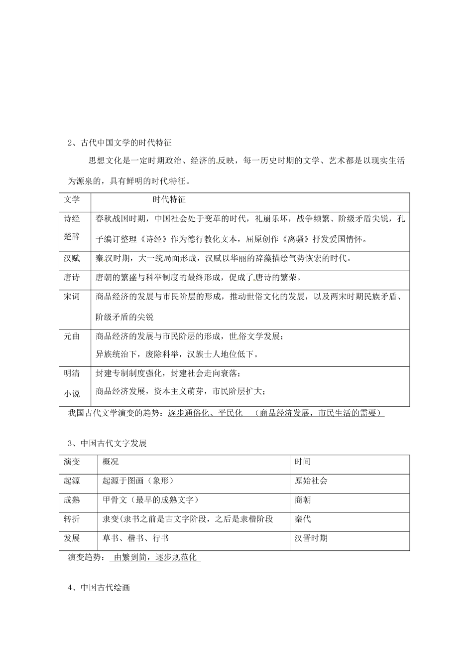 江苏省宝应县氾水高级中学2013届高三历史二轮复习 中国古代文学与科技学案_第2页