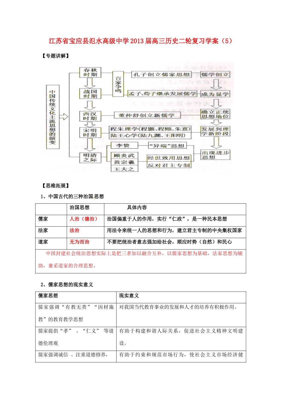 江苏省宝应县氾水高级中学2013届高三历史二轮复习学案（5）_第1页