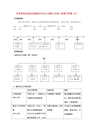 江苏省宝应县氾水高级中学2013届高三历史二轮复习学案（9）