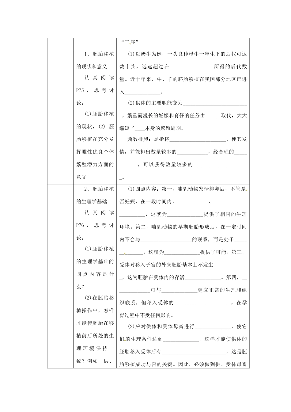 江苏省常熟市梅李中学高中物理 《胚胎工程的应用及前景》教案 新人教版选修3_第2页