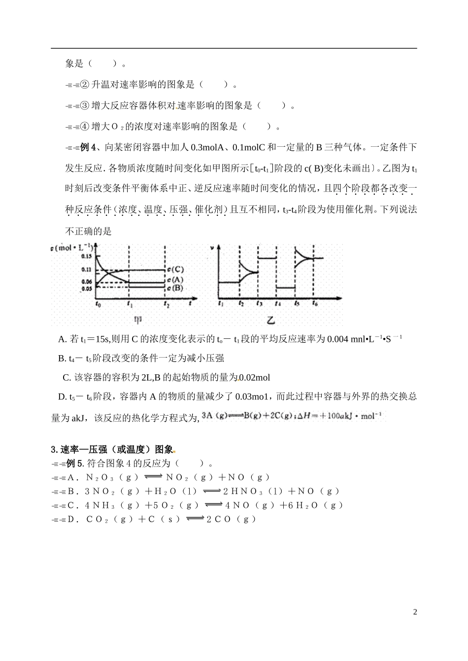 江苏省姜堰市蒋垛中学2013-2014学年高中化学 化学平衡4（平衡图像）教学案 新人教版选修4_第2页