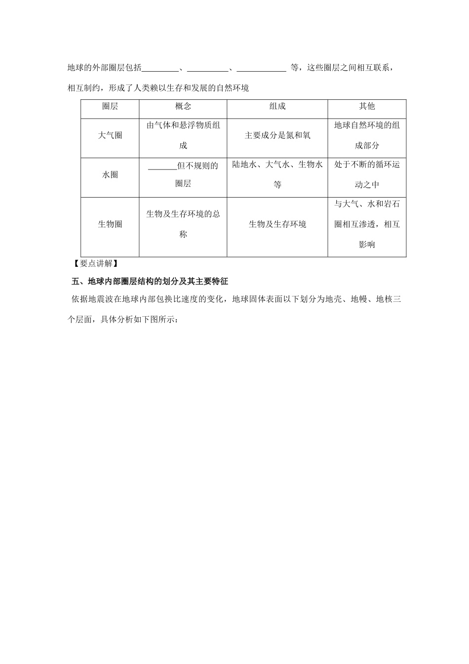 江苏省常州市高考地理复习学案 1-1.5《地球的圈层结构》 新人教版必修2_第2页