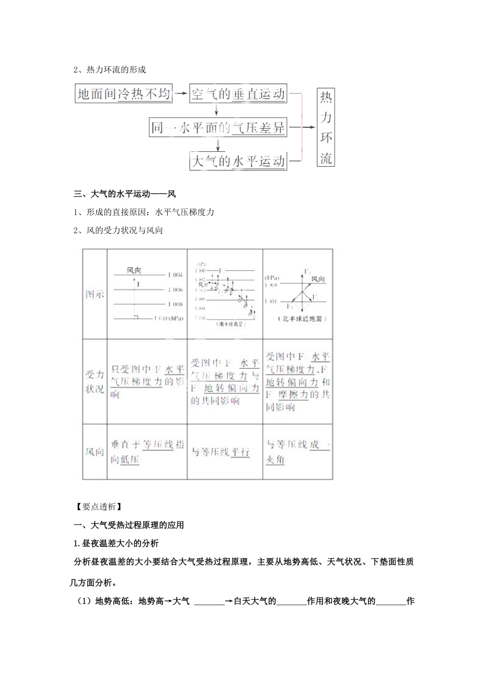 江苏省常州市高考地理复习学案 1-2.1《冷热不均引起的大气运动》 新人教版必修2_第3页