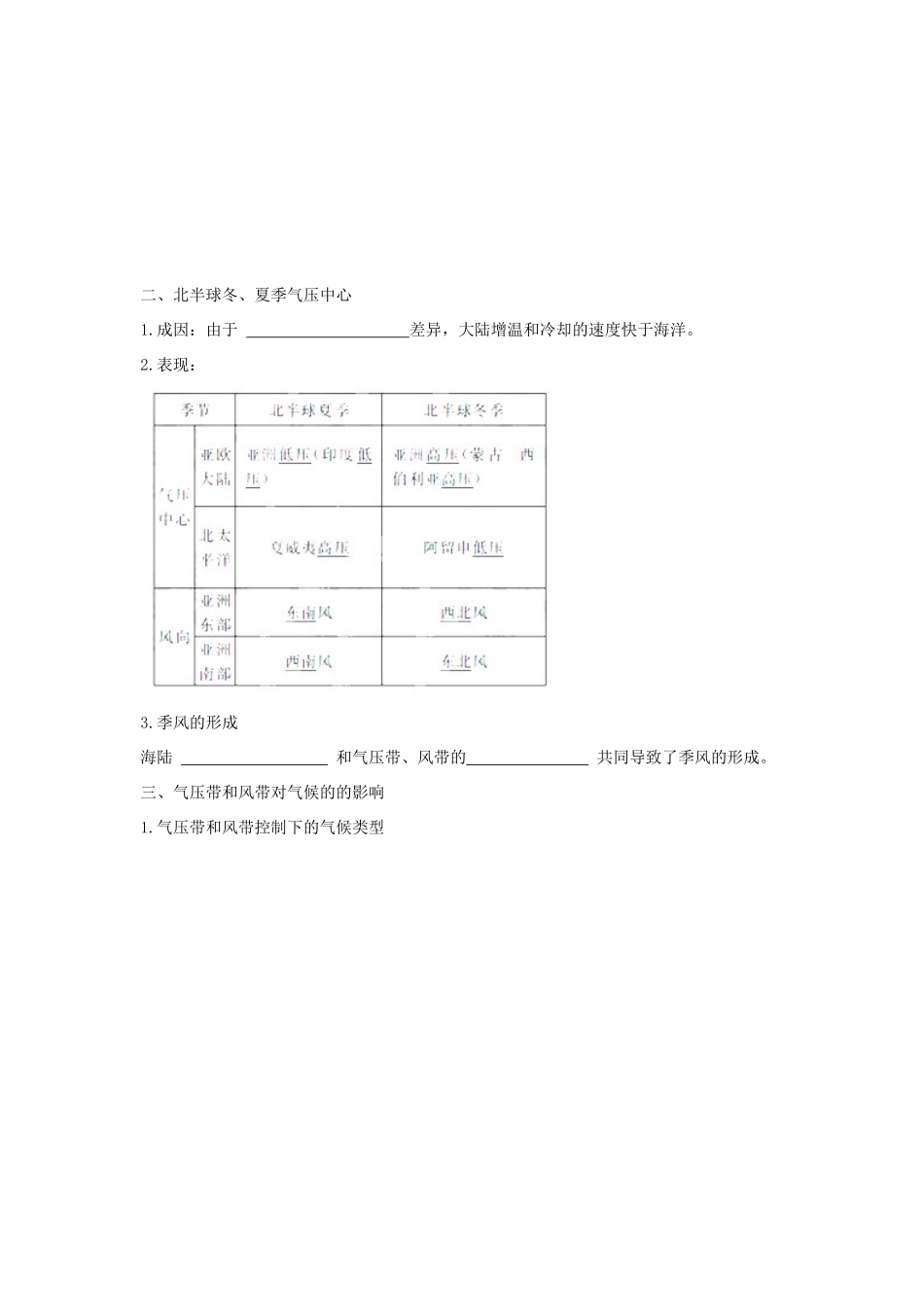 江苏省常州市高考地理复习学案 1-2.2《气压带和风带》 新人教版必修2_第3页