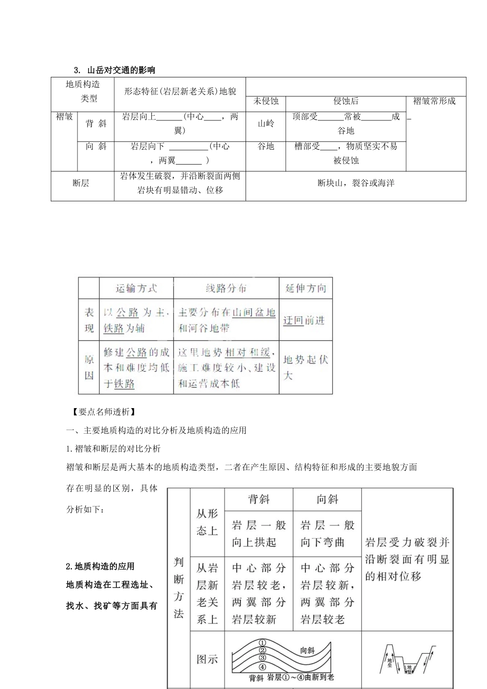 江苏省常州市高考地理复习学案 1-4.2《山岳的形成》 新人教版必修2_第2页