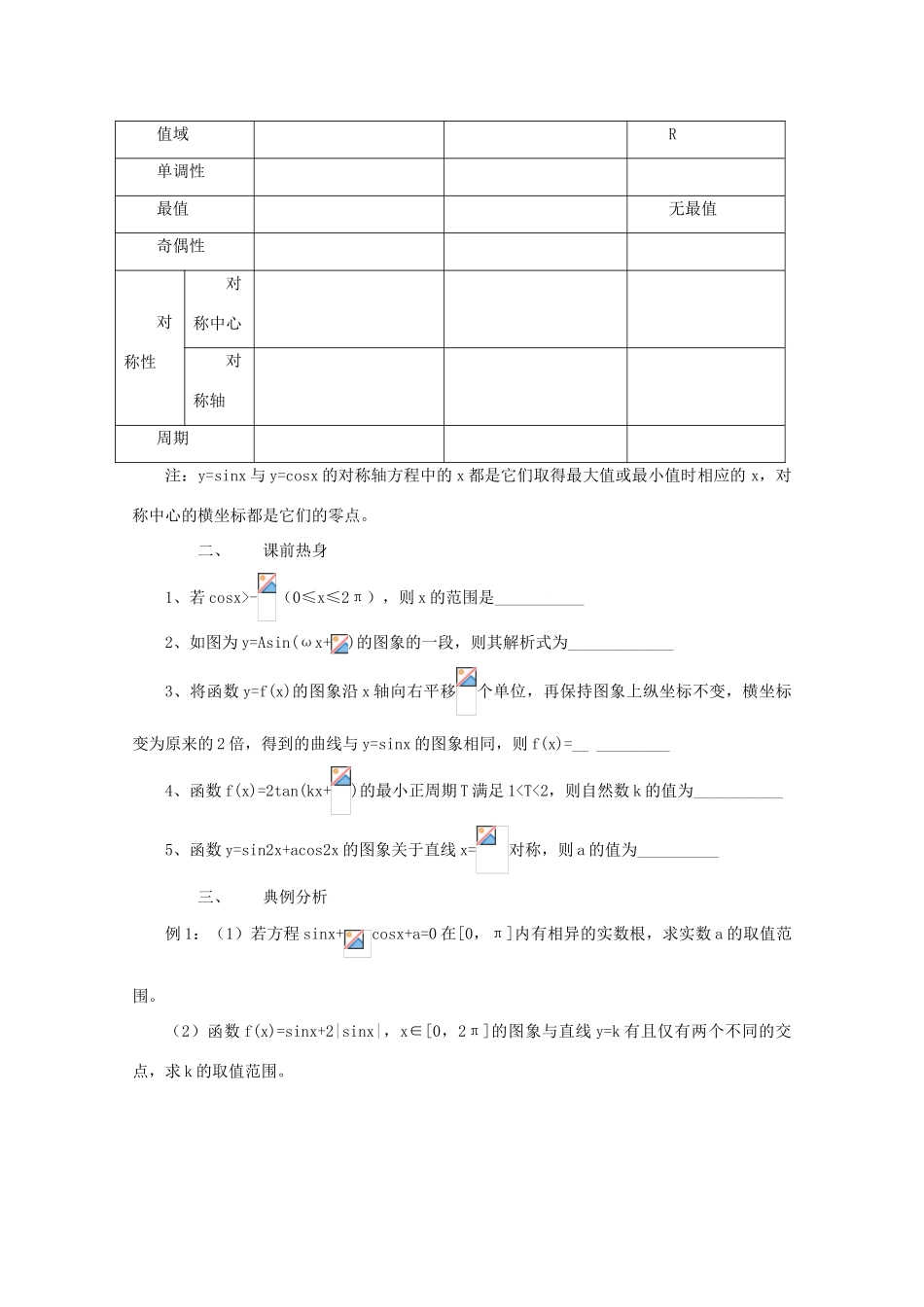 江苏省常州市西夏墅中学高三数学《三角函数的图像与性质》学案_第2页
