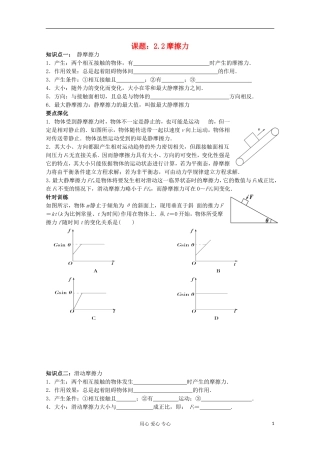 江苏省姜堰市张甸中学2012届高三物理一轮复习 2.2 摩擦力教学案+同步作业
