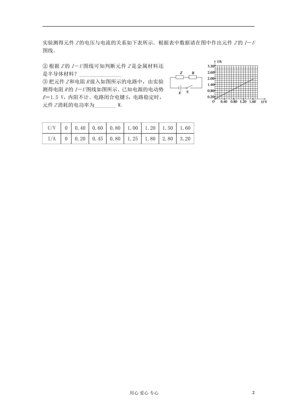 江苏省姜堰市张甸中学2012届高三物理一轮复习 7.8 描绘小灯泡的伏安特性曲线教学案+同步作业_第2页