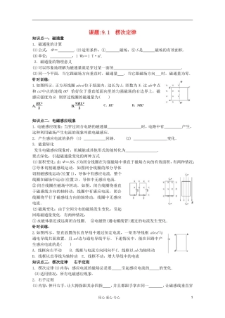 江苏省姜堰市张甸中学2012届高三物理一轮复习 9.1 楞次定律教学案+同步作业