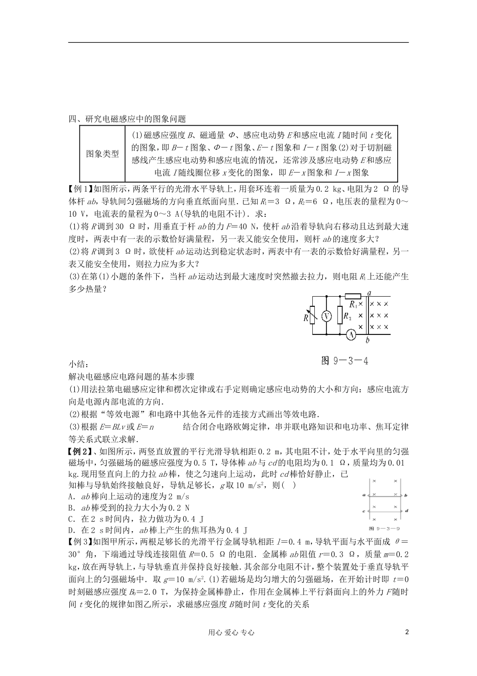江苏省姜堰市张甸中学2012届高三物理一轮复习 9.3 电磁感应的综合应用教学案+同步作业_第2页