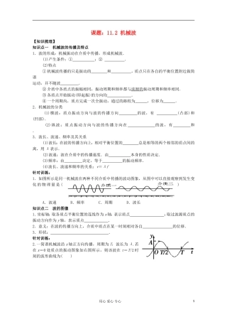 江苏省姜堰市张甸中学2012届高三物理一轮复习 11.2 机械波教学案+同步作业