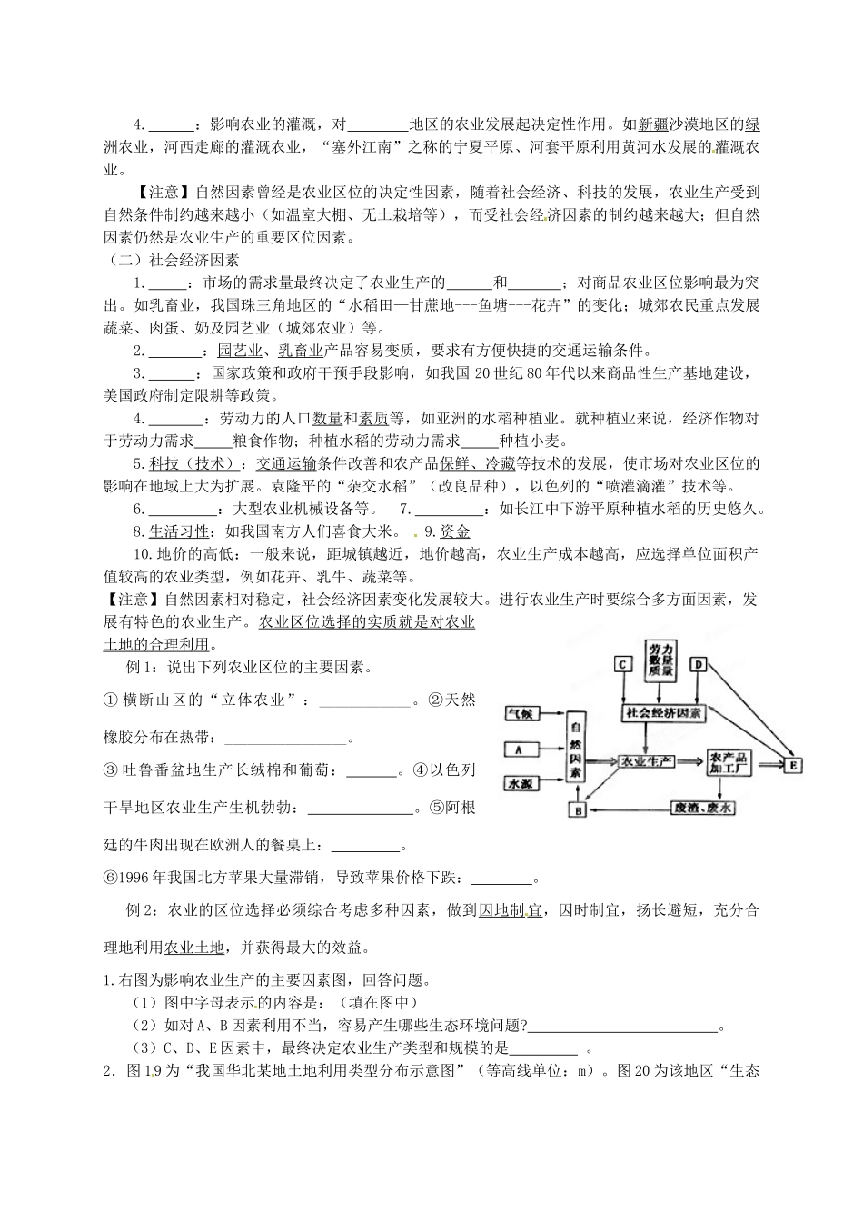江苏省如东县马塘中学高中地理 农业专题复习学案 新人教版必修2_第2页