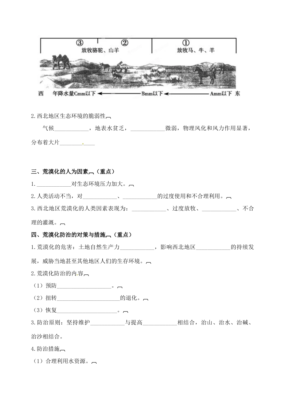 江苏省常州市西夏墅中学高中地理《21 荒漠化的防治》学案 新人教版必修3_第2页
