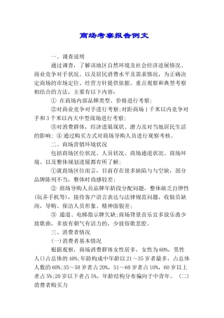 商场考察报告例文