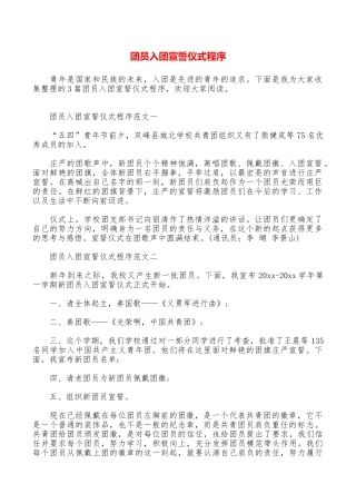 团员入团宣誓仪式程序