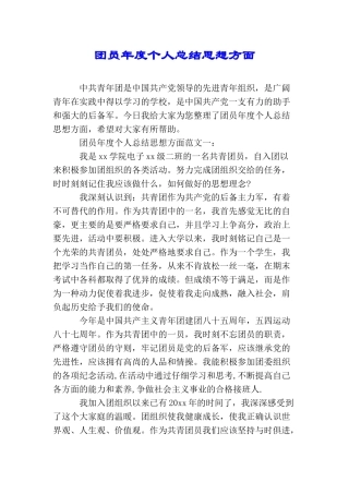 团员年度个人总结思想方面