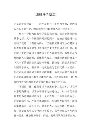 团员评价鉴定