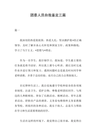 团委人员自我鉴定三篇