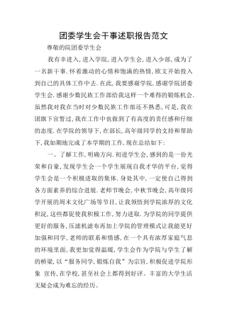 团委学生会干事述职报告范文