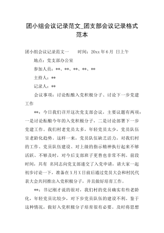 团小组会议记录范文团支部会议记录格式范本