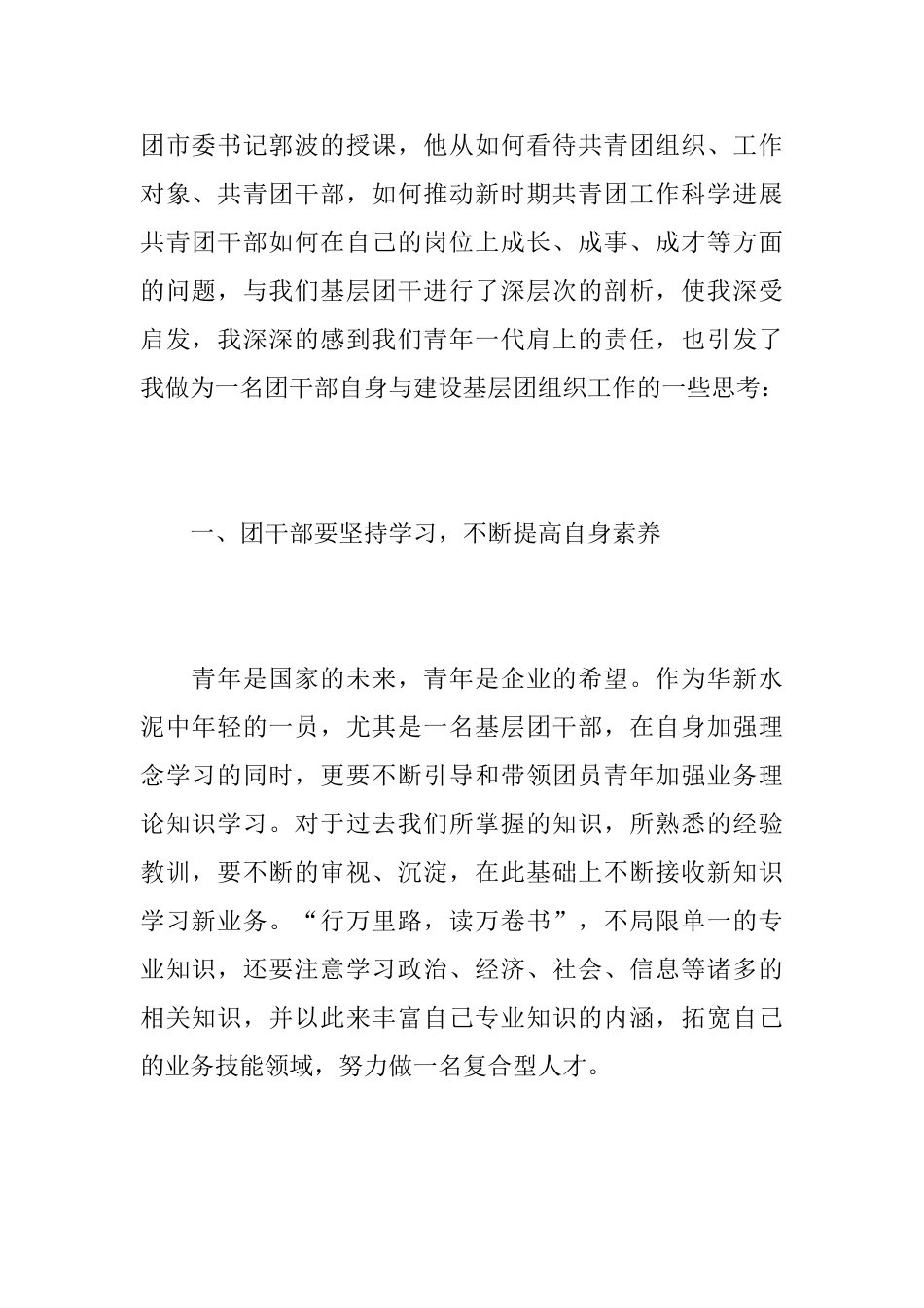 团干部个人培训工作总结范文_第2页