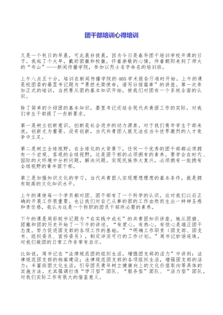 团干部培训心得培训