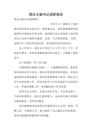 团总支副书记述职报告