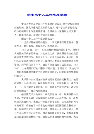 团支书个人工作年度总结