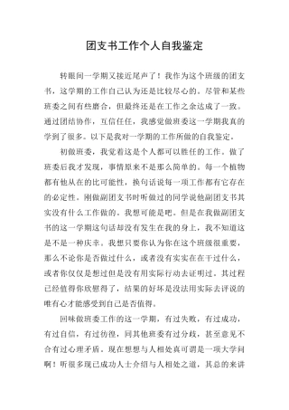 团支书工作个人自我鉴定