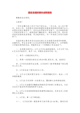 团总支组织部长述职报告