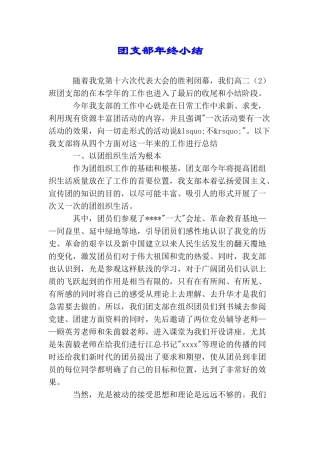 团支部年终小结