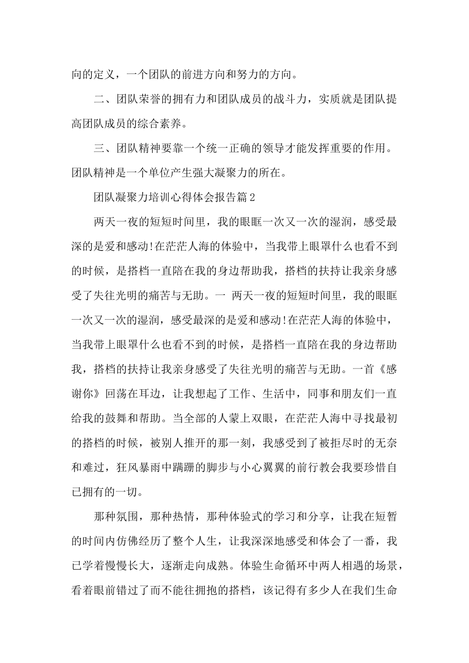 团队凝聚力培训心得体会报告_第2页