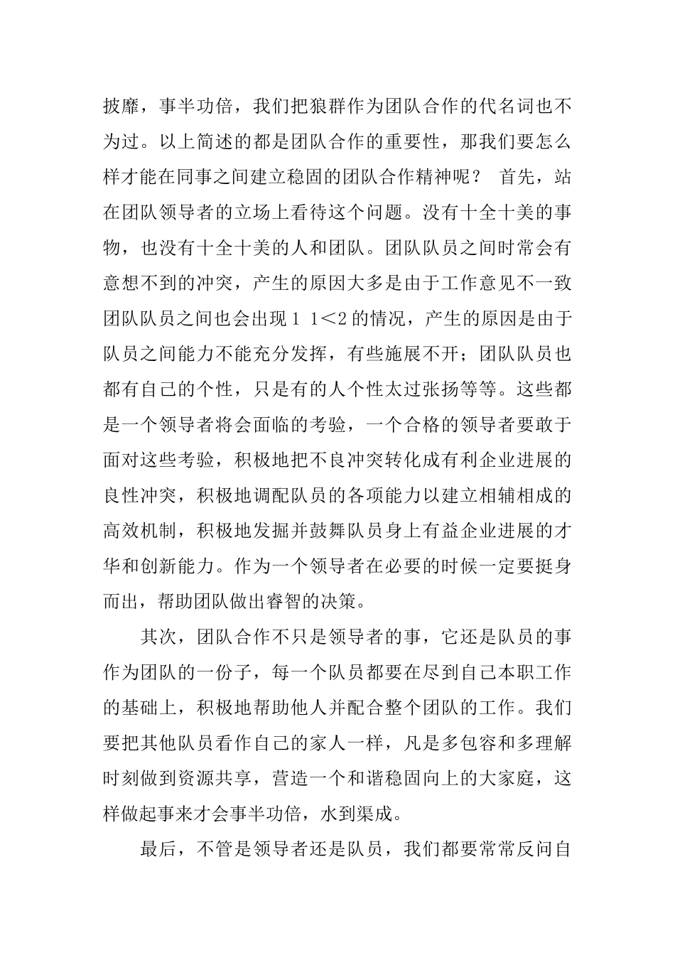 团队合作精神的心得体会5篇_第3页