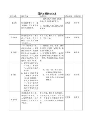 团队拓展活动方案