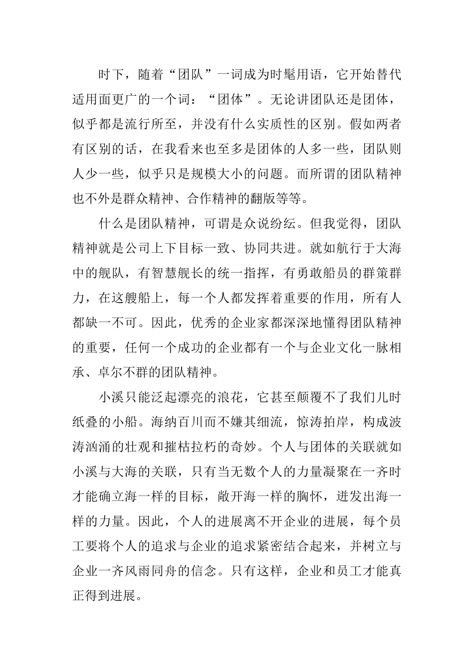 团队精神培训学习心得体会模板_第3页