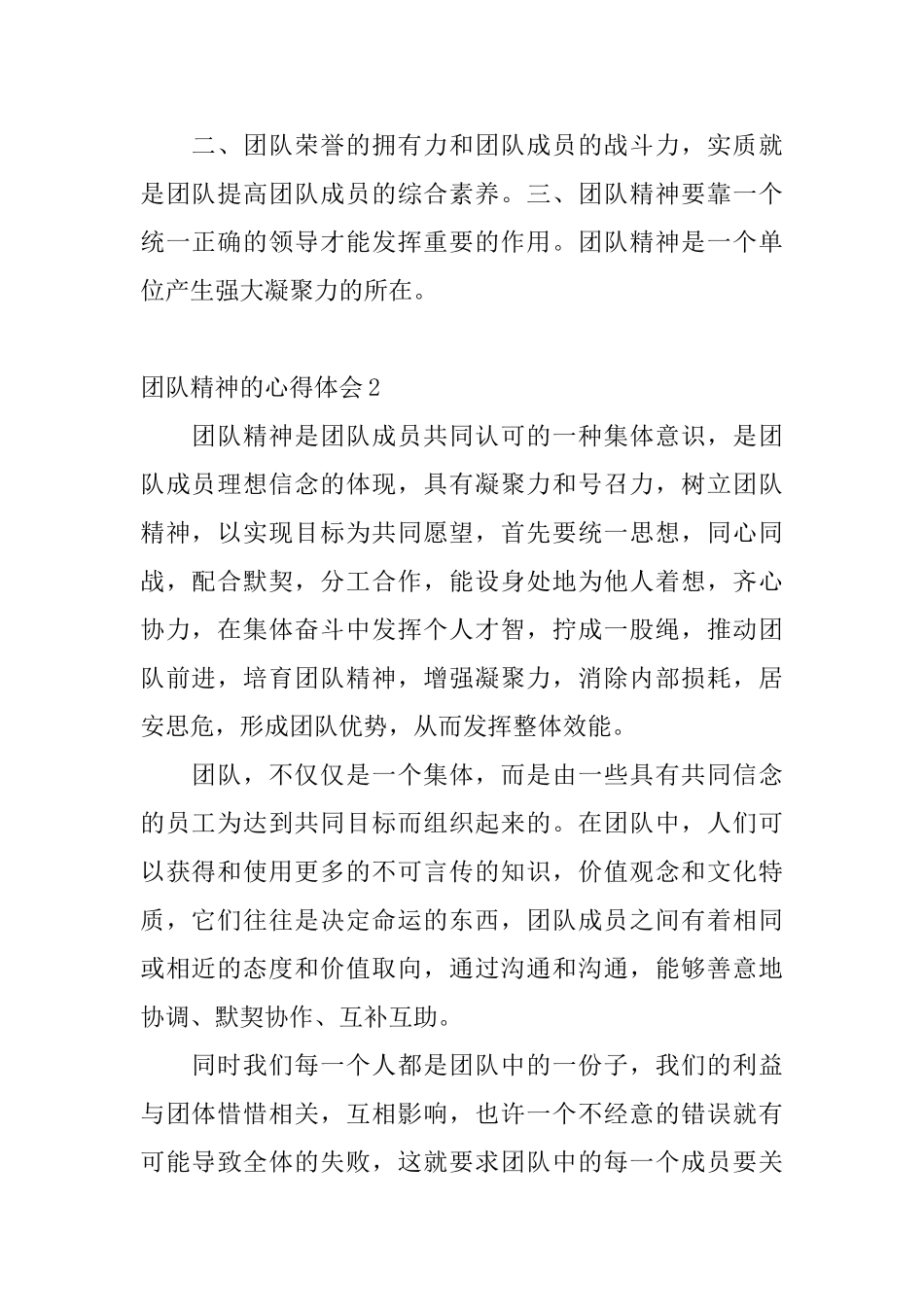 团队精神的心得体会5篇_第2页