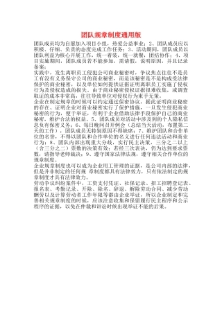 团队规章制度通用版