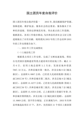 国土团员年度自我评价