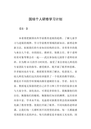 国培个人研修学习计划