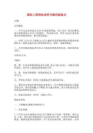 国际工程招标说明书通用版格式