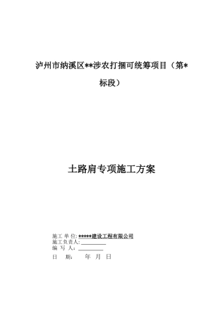 土路肩专项方案